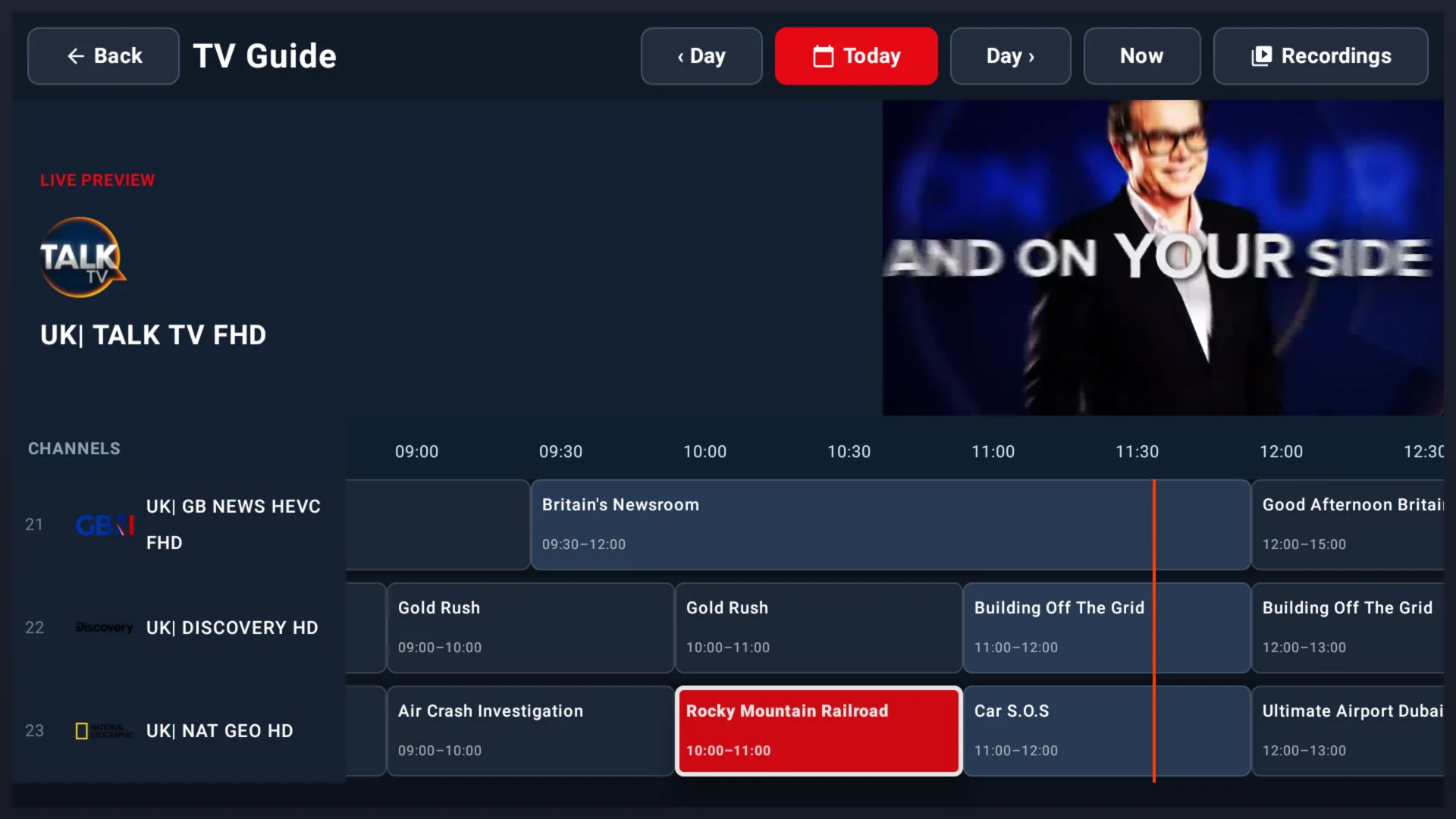 ChannelMate 1.5.13 full-day timeline EPG with programme selection
